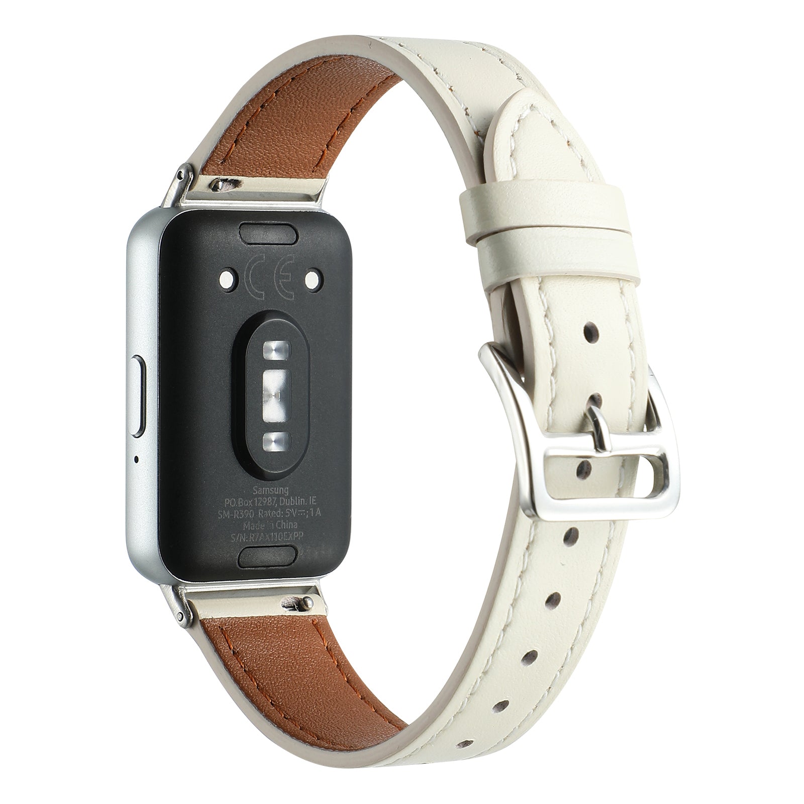 For Samsung Galaxy Fit3 Genuine Leather Watch Strap Band Replacement - Beige For Samsung Galaxy Fit3 Genuine Leather Watch Strap Band Replacement - Beige